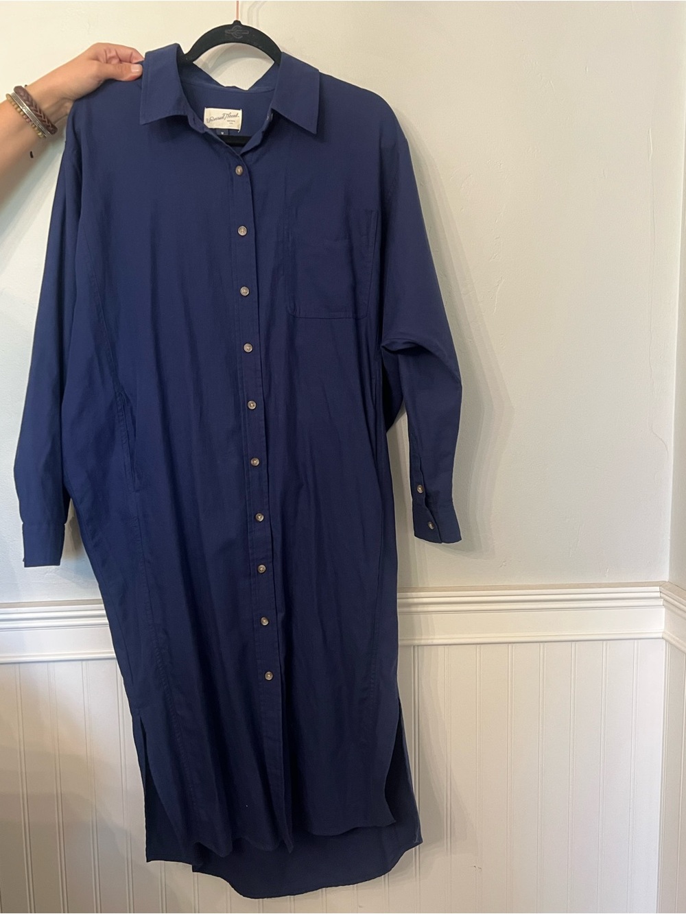 Universal Thread Navy Longline Button-Down Shirt Dress